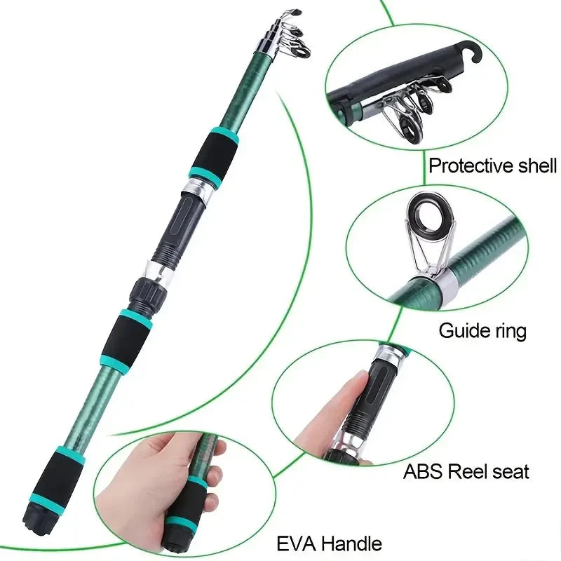 Telescopic Fishing Rod and Spinning Reel Travel Set