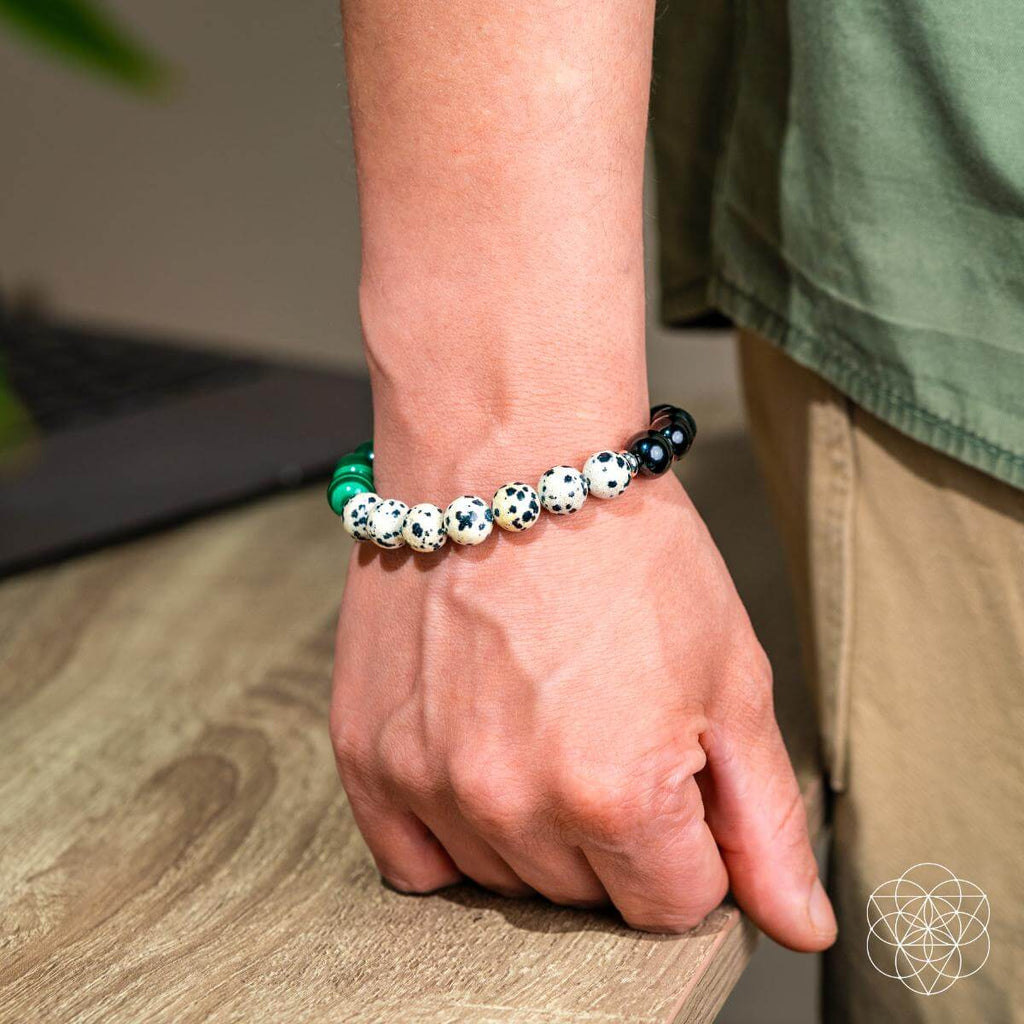 Dalmatian Jasper, Obsidian, Malachite Bracelet of Healing : Soul Reset