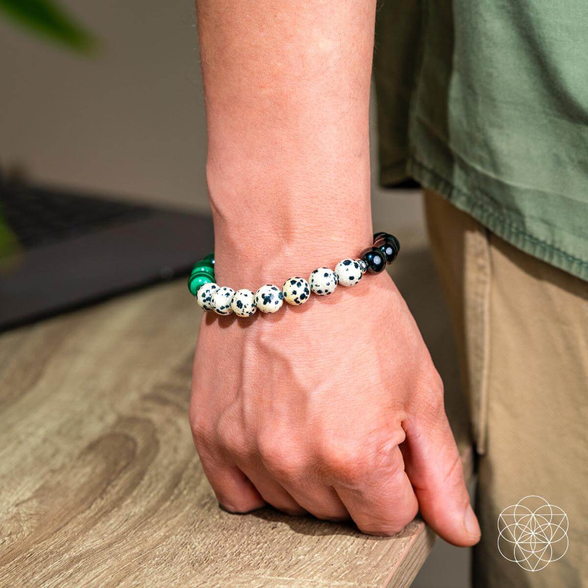 Dalmatian Jasper, Obsidian, Malachite Bracelet of Healing : Soul Reset