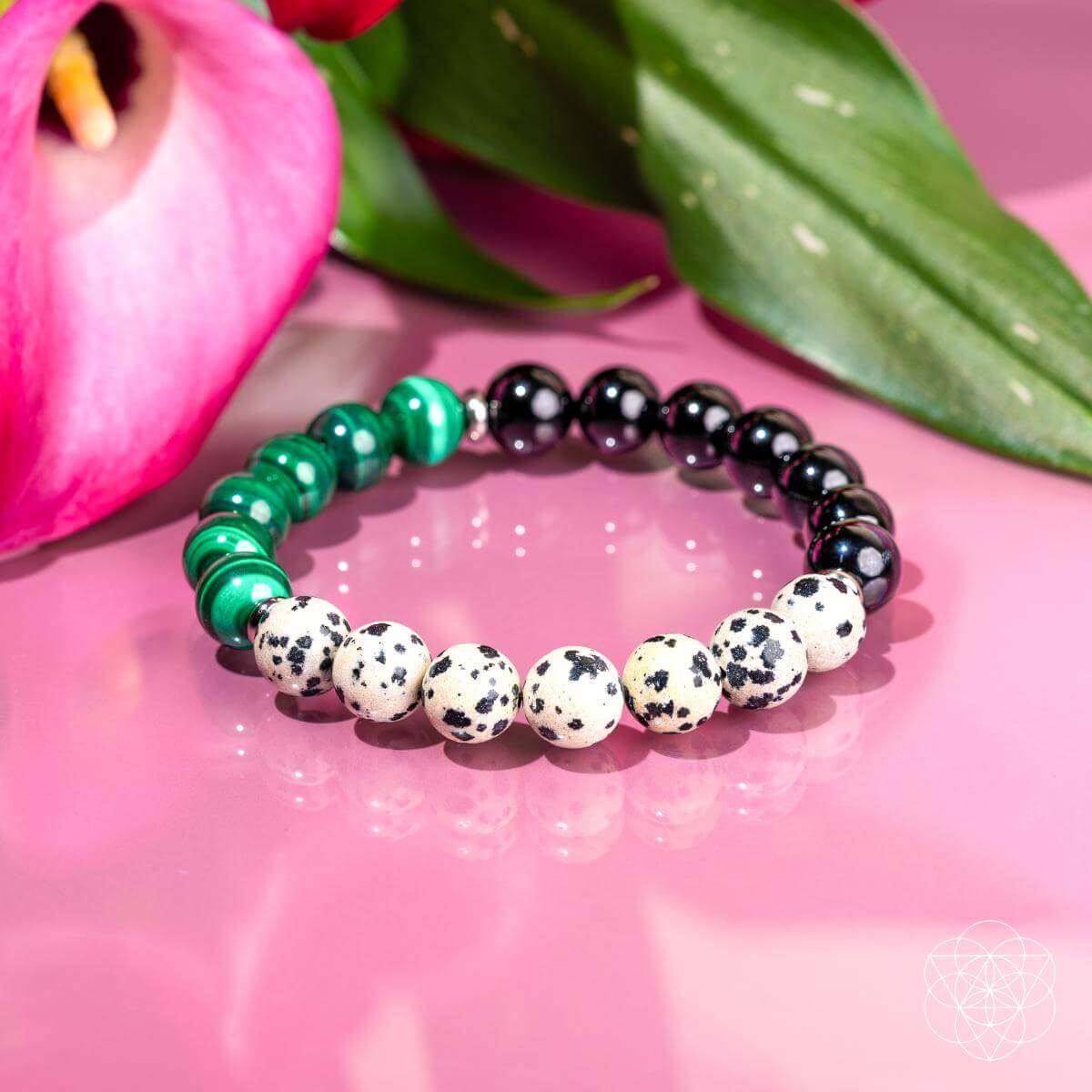 Dalmatian Jasper, Obsidian, Malachite Bracelet of Healing : Soul Reset