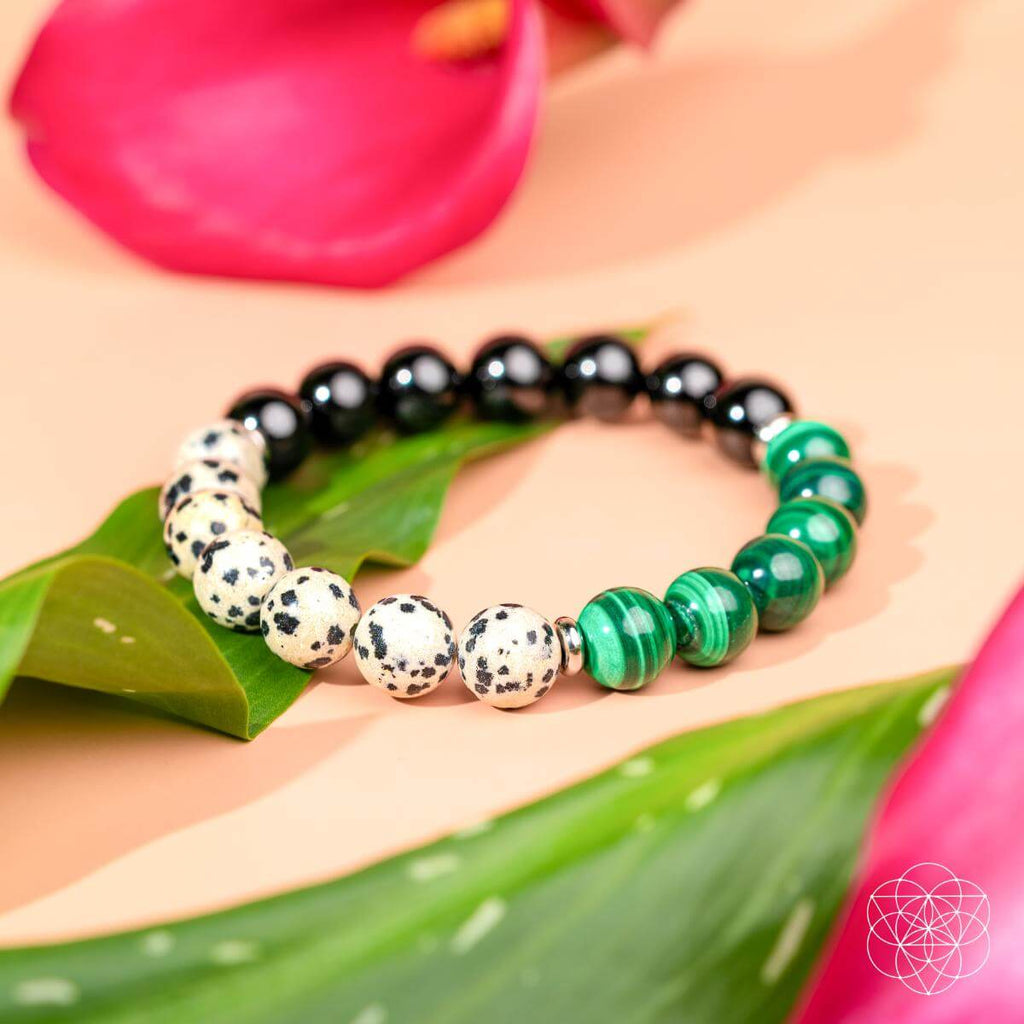 Dalmatian Jasper, Obsidian, Malachite Bracelet of Healing : Soul Reset