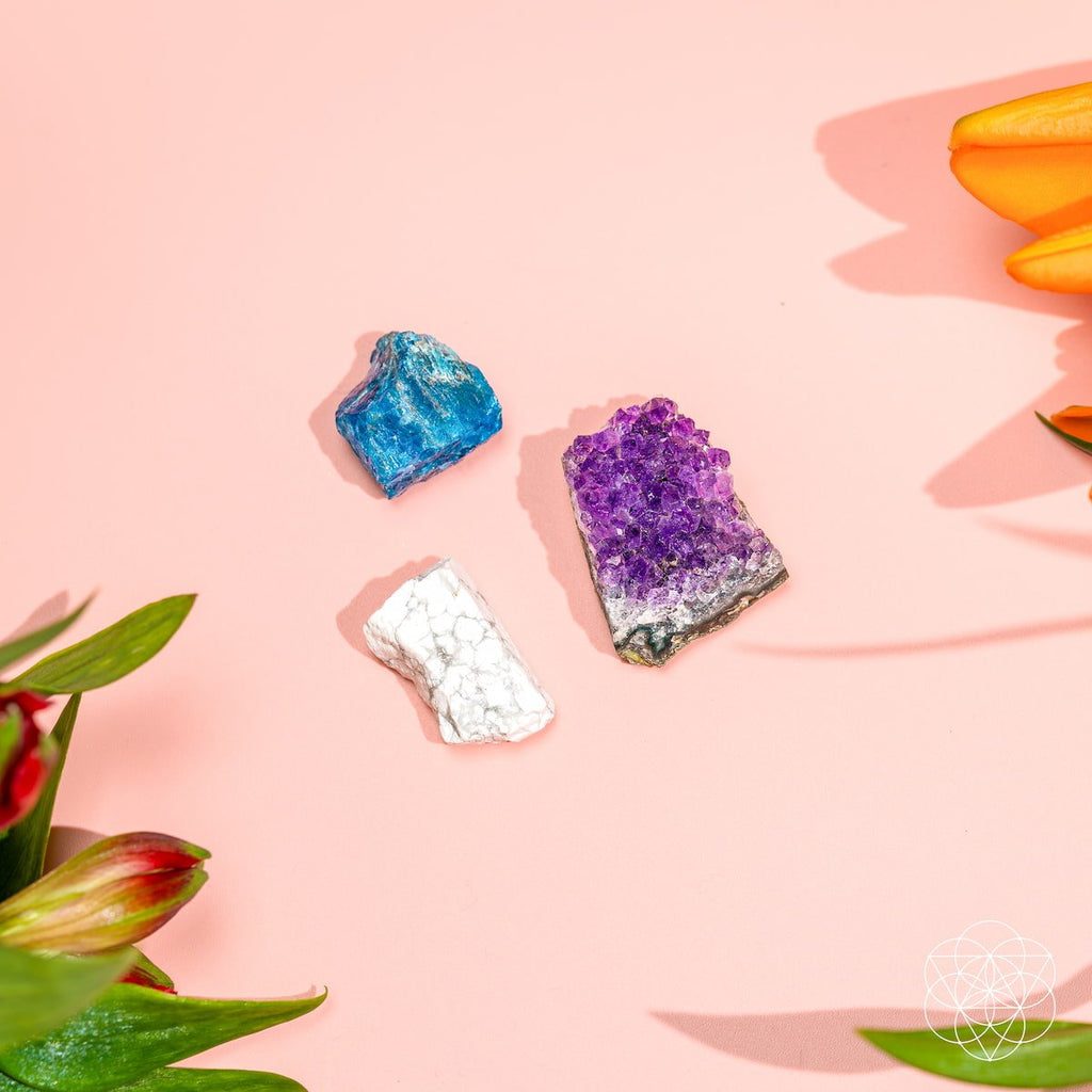 Amethyst - Apatite - Howlite :  The Anti-Anxiety Trio