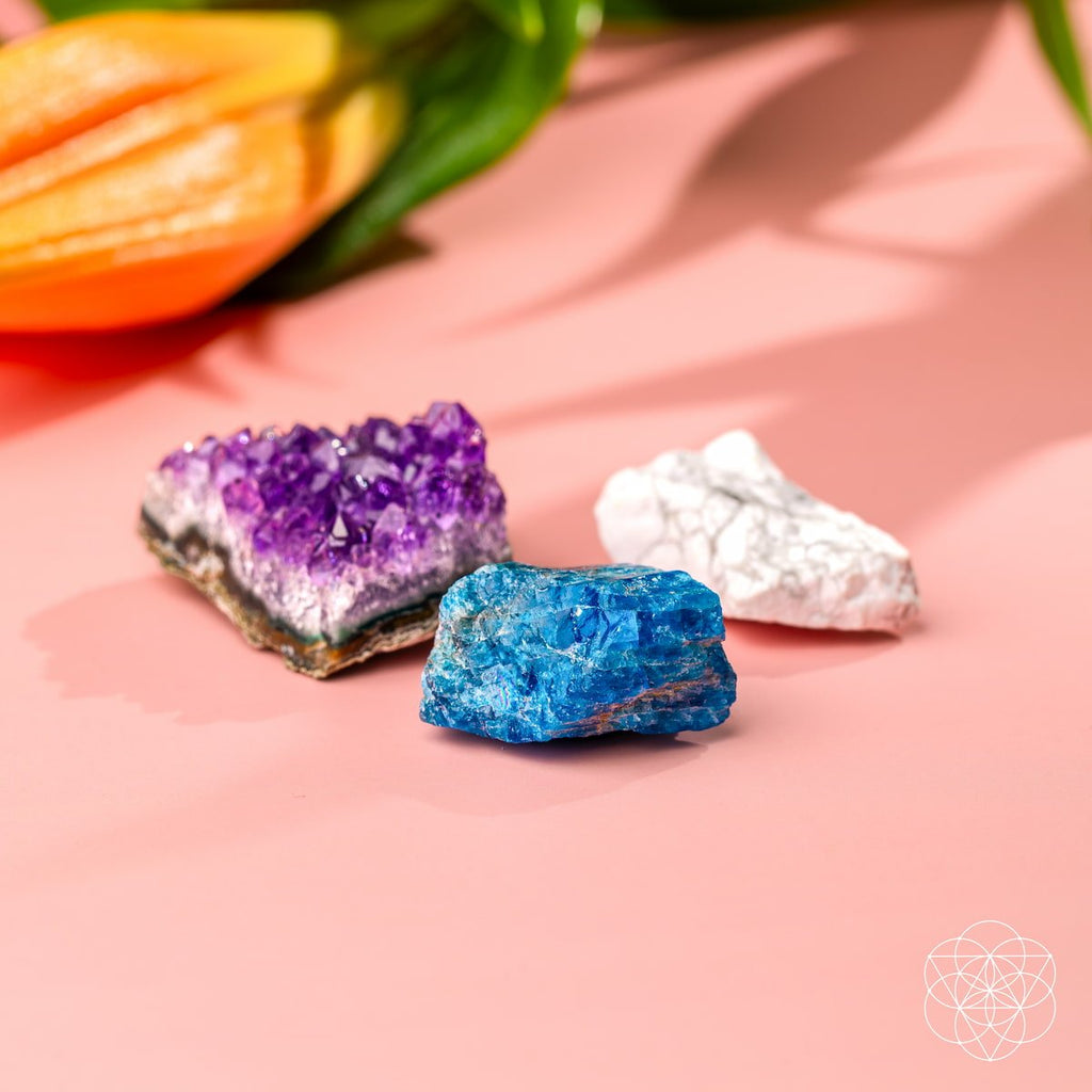 Amethyst - Apatite - Howlite :  The Anti-Anxiety Trio