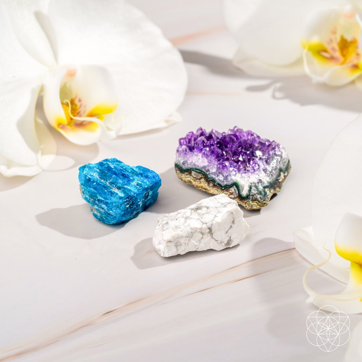 Amethyst - Apatite - Howlite :  The Anti-Anxiety Trio