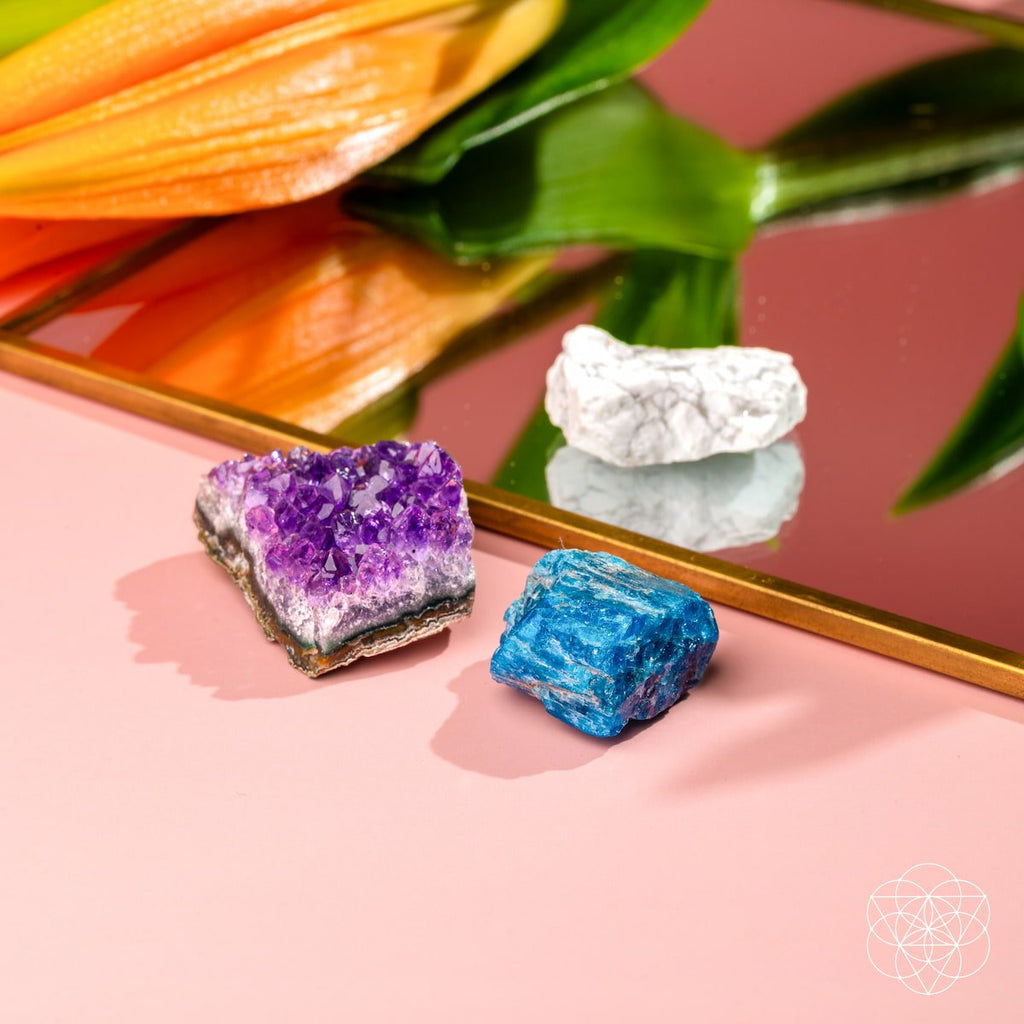 Amethyst - Apatite - Howlite :  The Anti-Anxiety Trio
