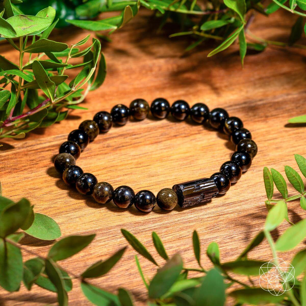 Energy Protection Bracelet - Black Tourmaline - Golden Obsidian