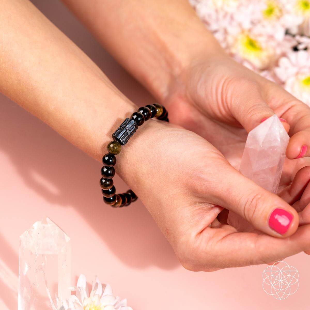 Energy Protection Bracelet - Black Tourmaline - Golden Obsidian