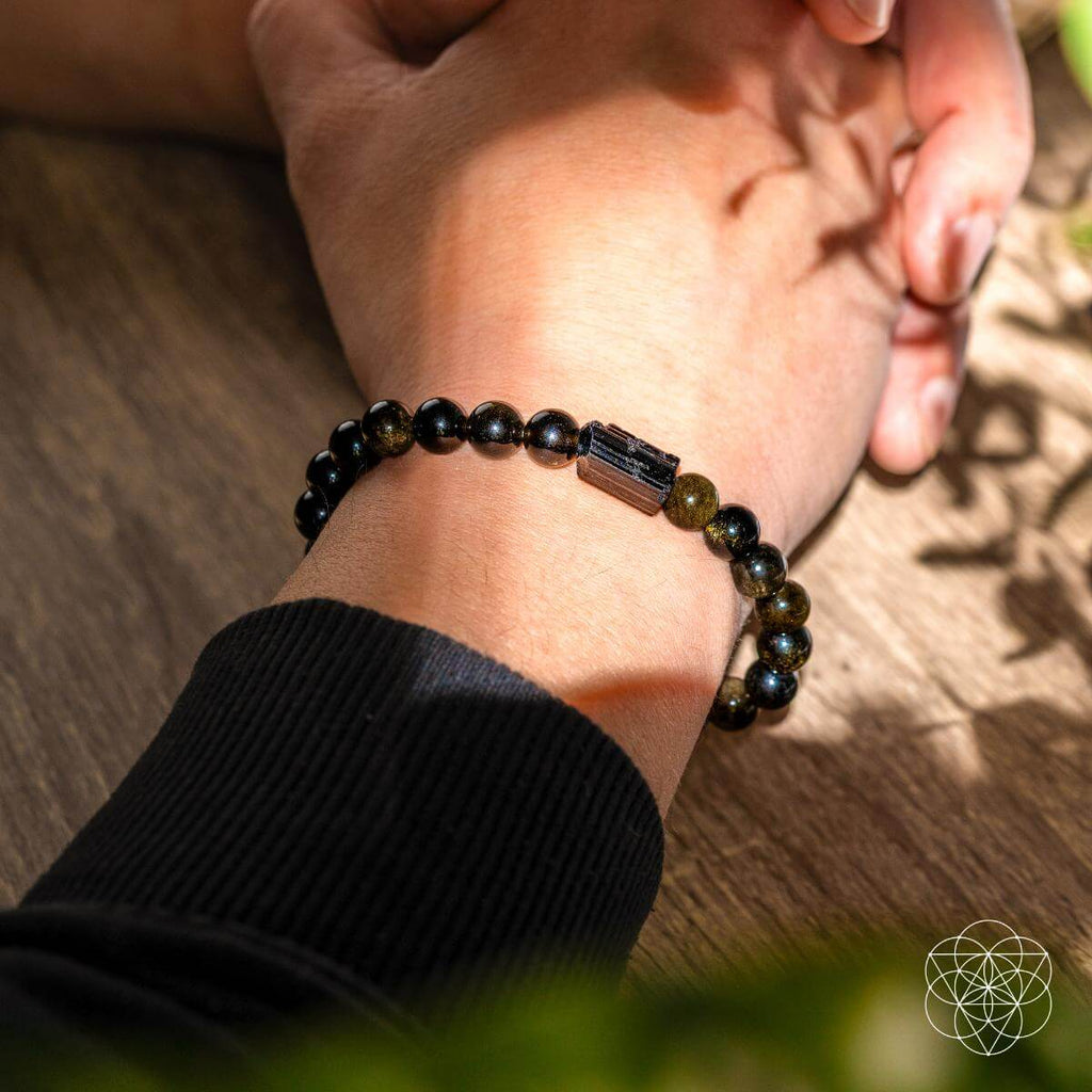 Energy Protection Bracelet - Black Tourmaline - Golden Obsidian