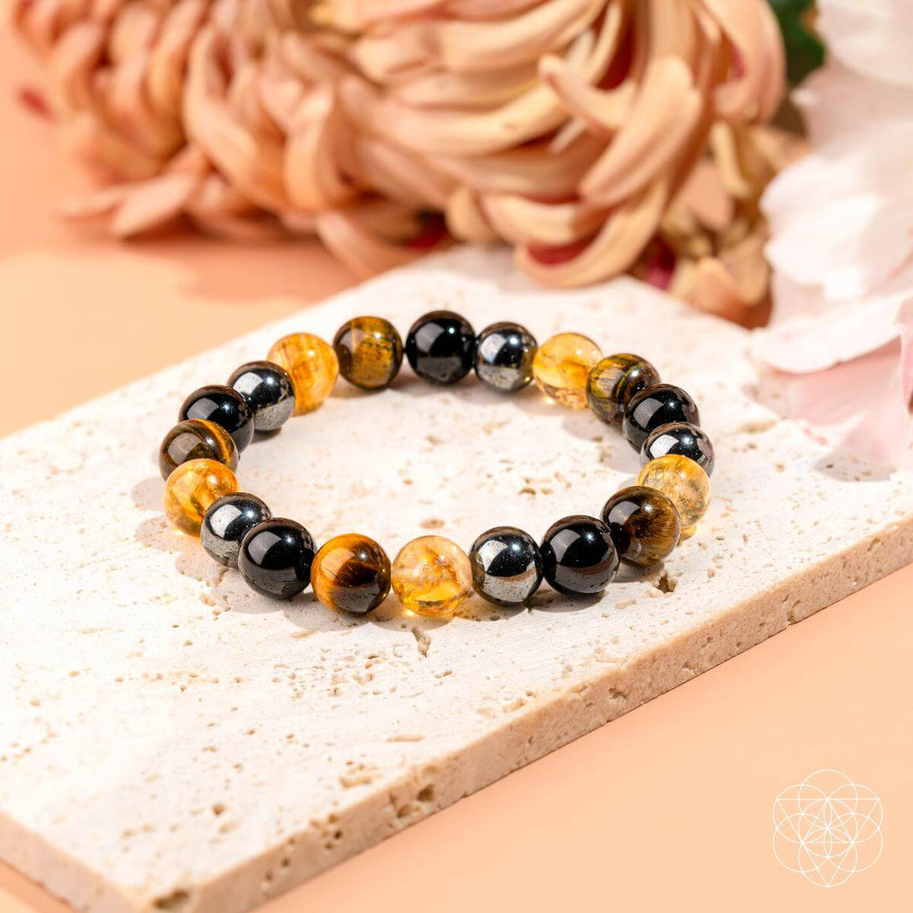Quadruple Protection Bracelet - Citrine, Black Obsidian, Hematite & Tiger’s Eye