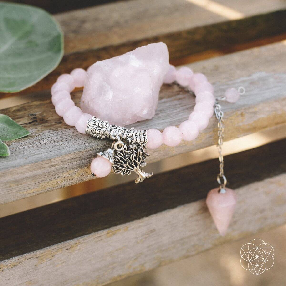 Rose Quartz Healing Crystal Set - Bracelet, Pend.., Stone