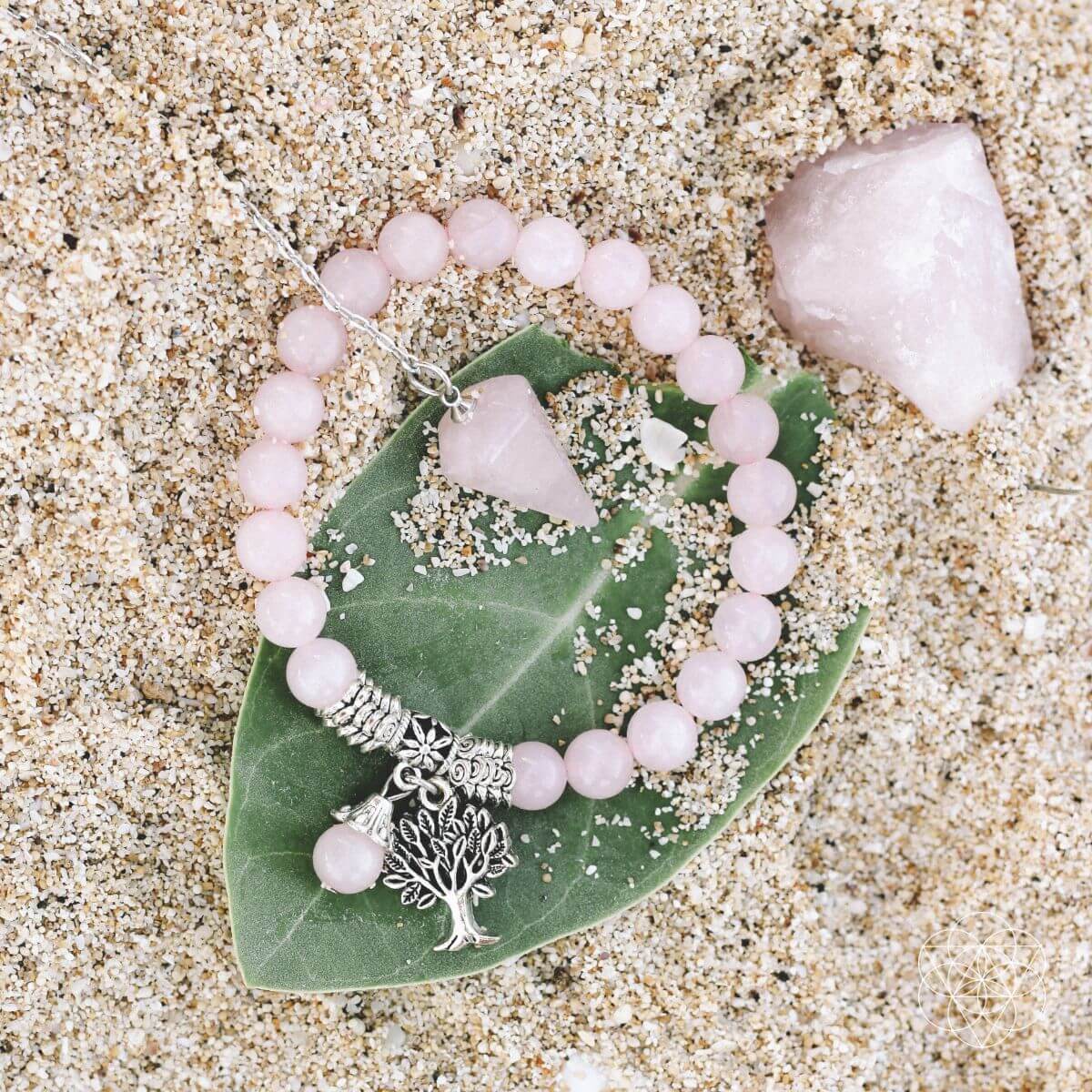 Rose Quartz Healing Crystal Set - Bracelet, Pend.., Stone