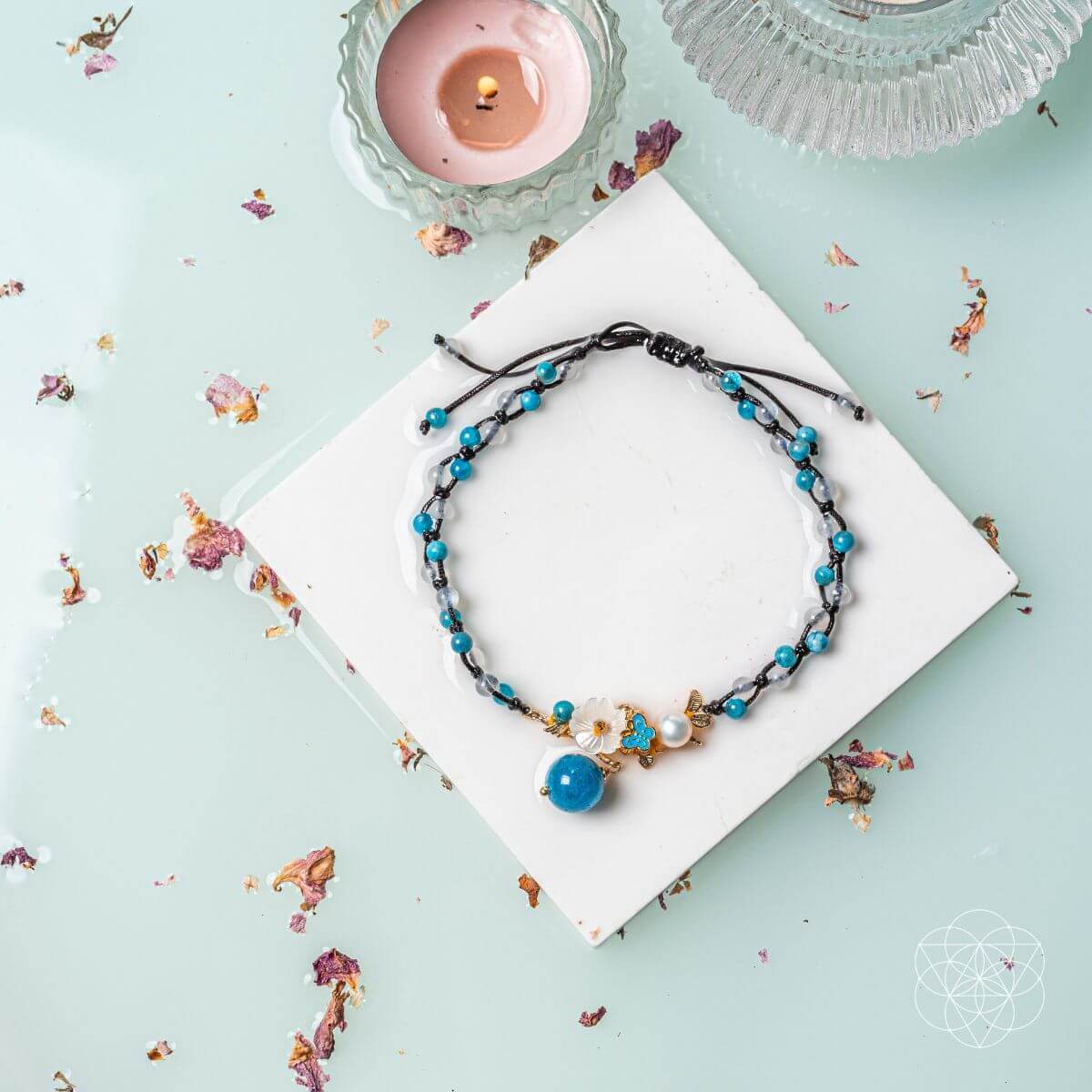 Crystal Anklet of Positivity - Pearl, Moonstone & Apatite
