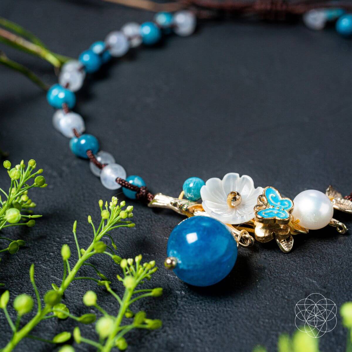 Crystal Anklet of Positivity - Pearl, Moonstone & Apatite